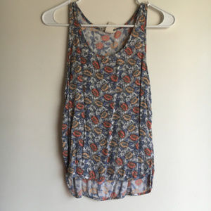 Blue Orange Floral Tank Top